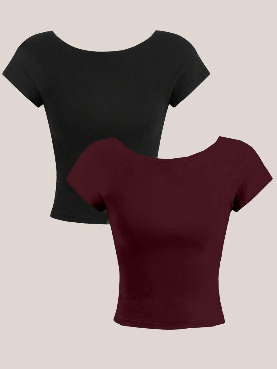 SHEIN GŁADKI TOP BASIC 2-PACK S06__M