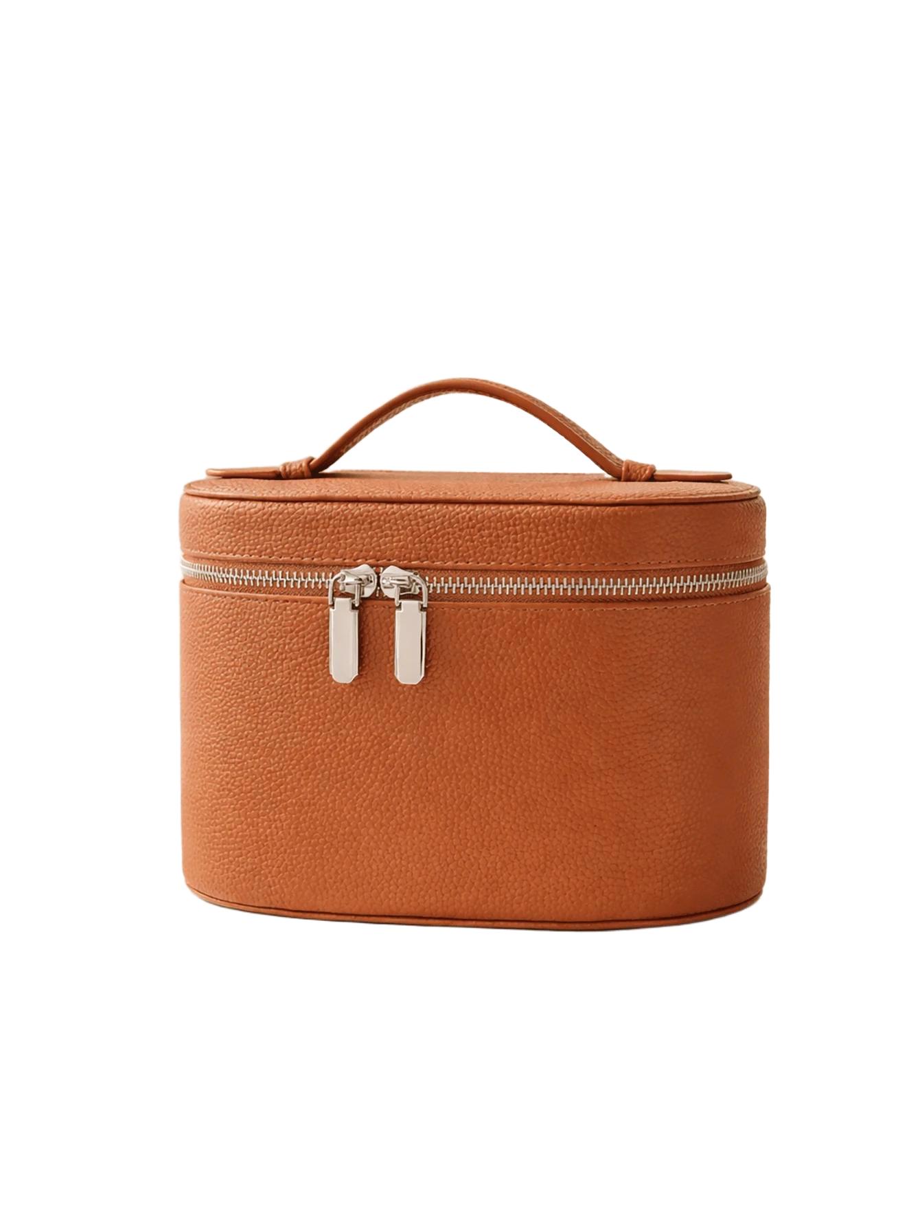 SHEIN BRĄZOWA KOSMETYCZKA ZAMEK S07__14X16X20