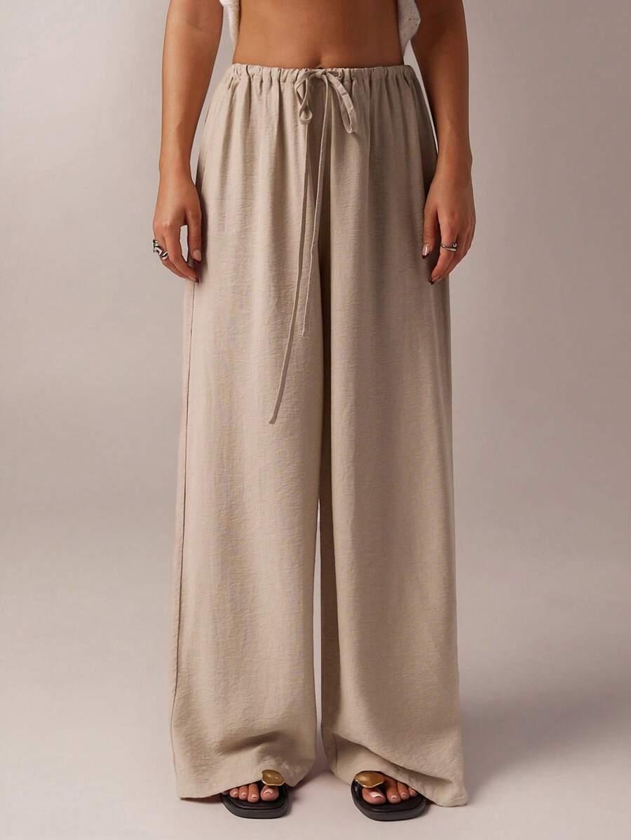 FOREVER 21 BEŻOWE PROSTE SPODNIE S06__L