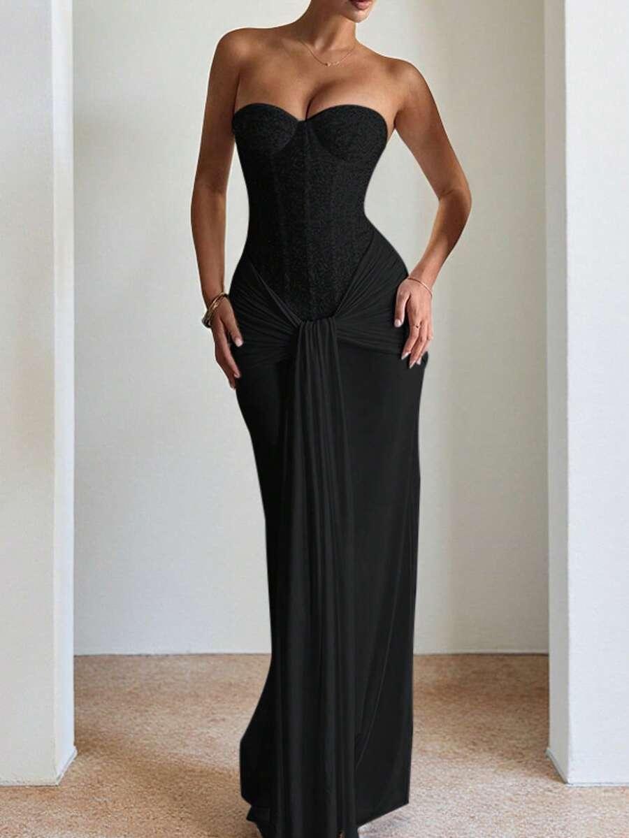SHEIN CZARNA SUKIENKA BEZ RĘKAWÓW S09__L