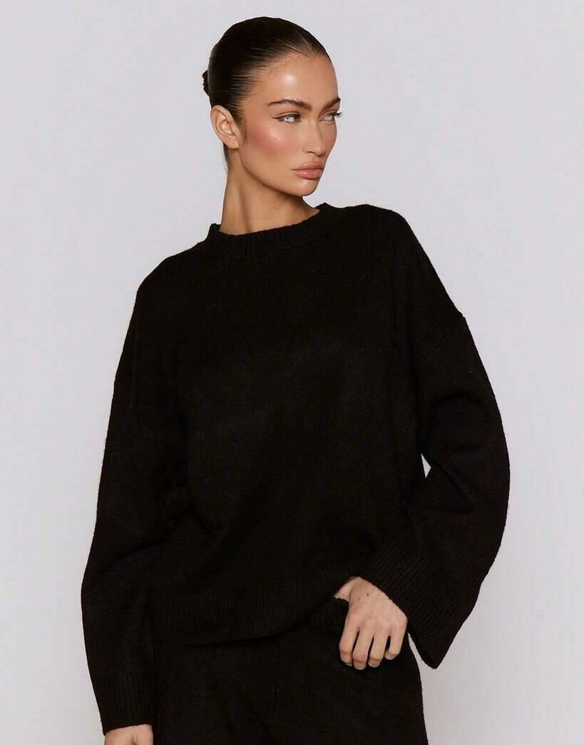 MUSERA CZARNY SWETER DŁUGI RĘKAW OVERSIZE S06__XL