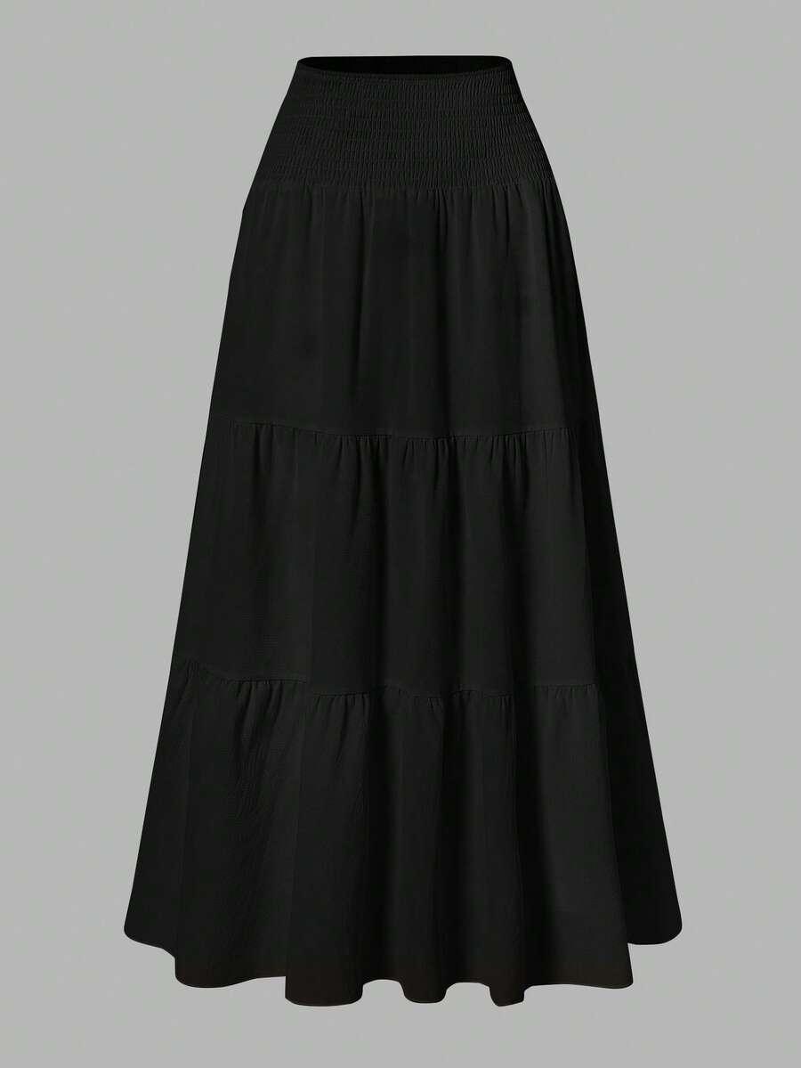 SHEIN CZARNA MAXI SPÓDNICA S06__M