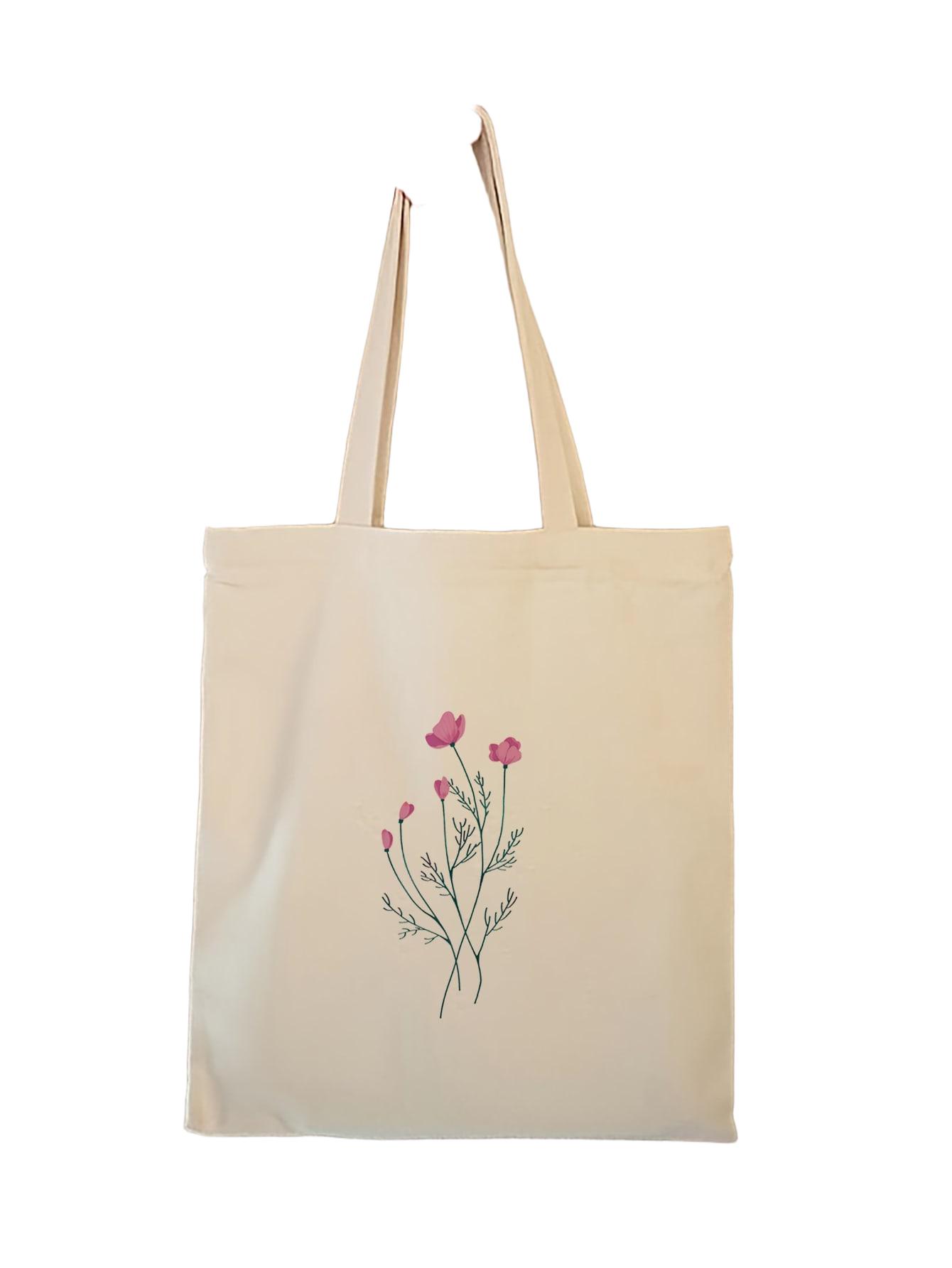 SHEIN TORBA NA RAMIĘ WZÓR KWIATY S07__34X39CM