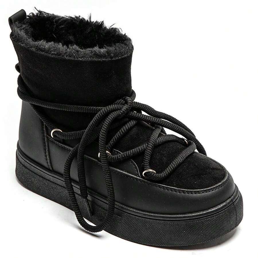 SHEIN CZARNE ŚNIEGOWCE SZTUCZNE FUTRO W01__38