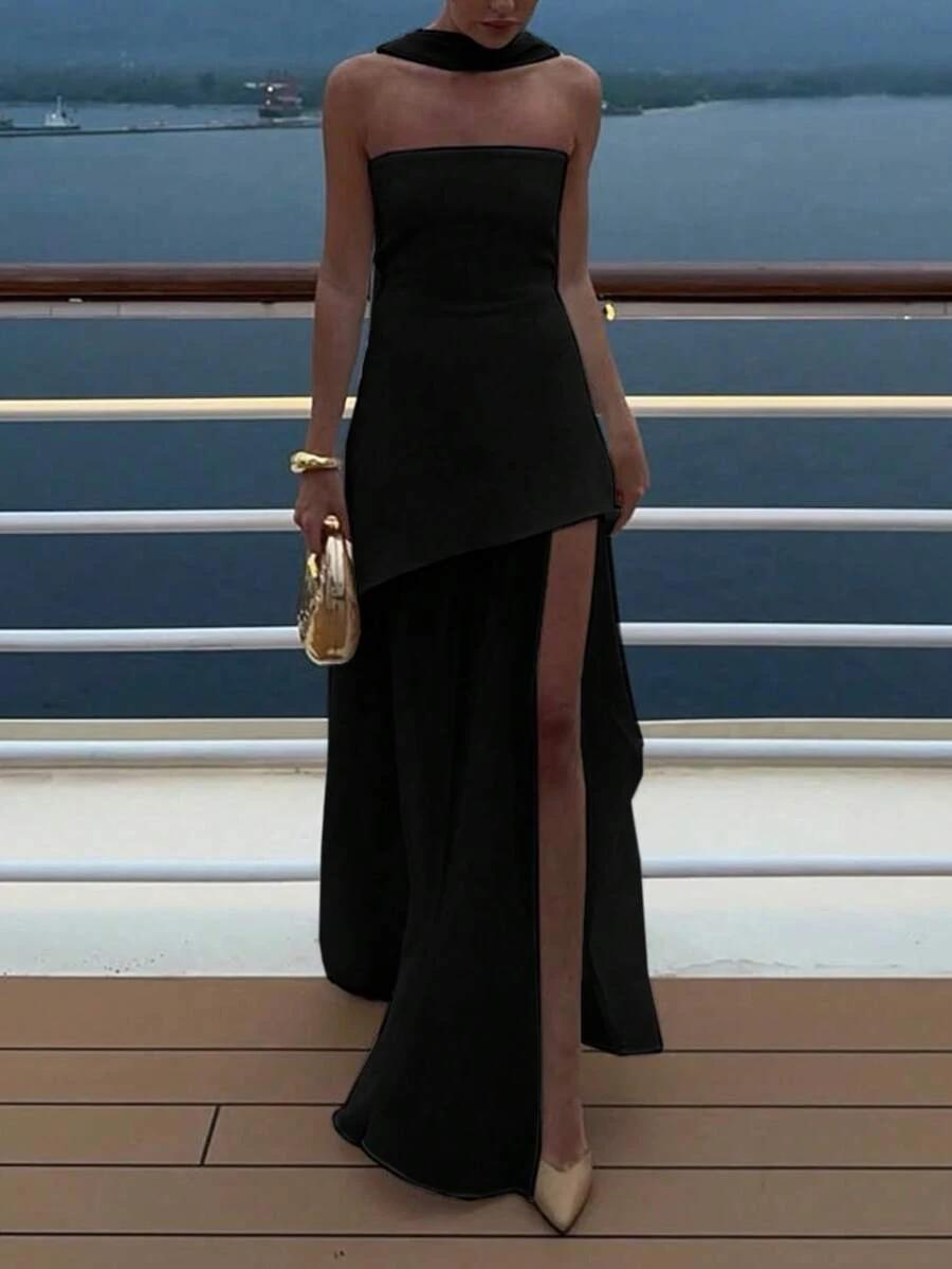 SHEIN CZARNA MAXI SUKIENKA