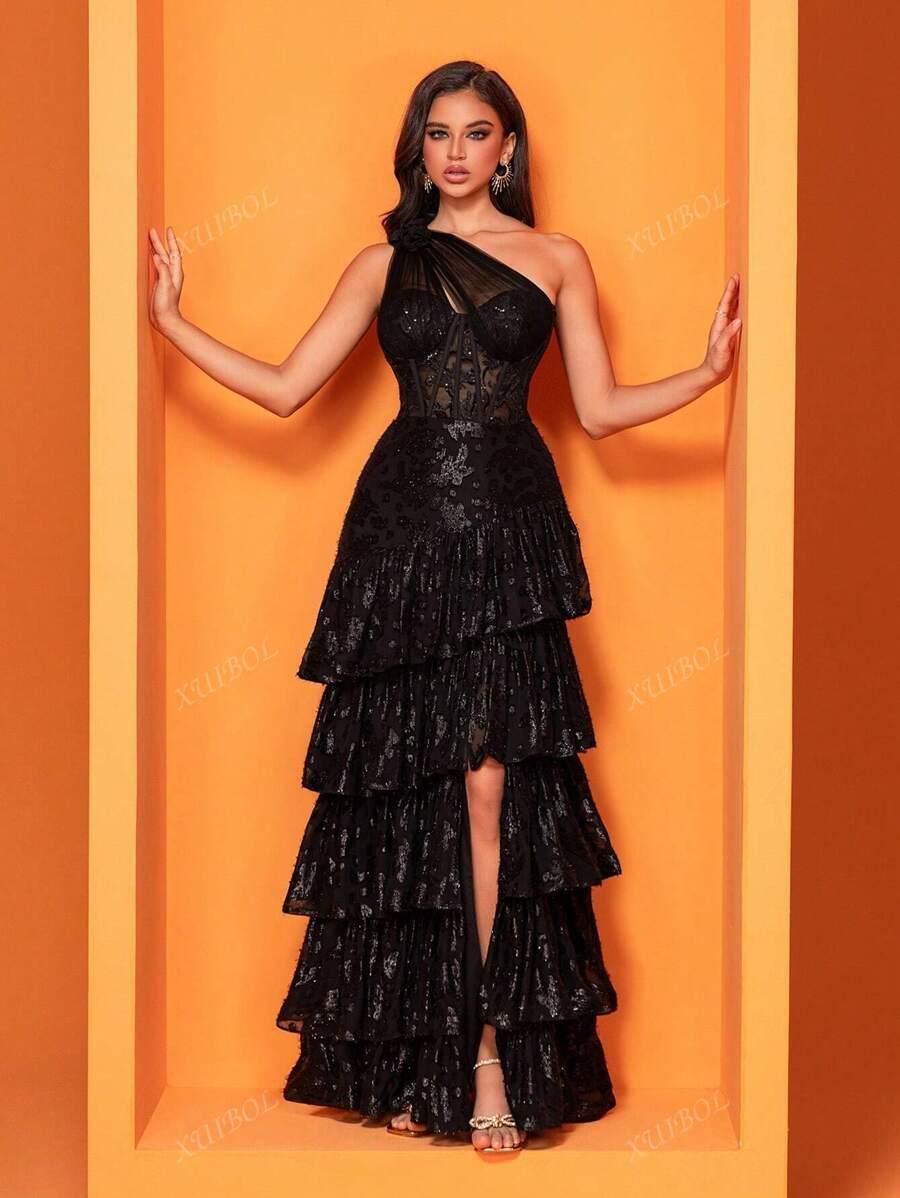 SHEIN CZARNA MAXI SUKIENKA S06__S