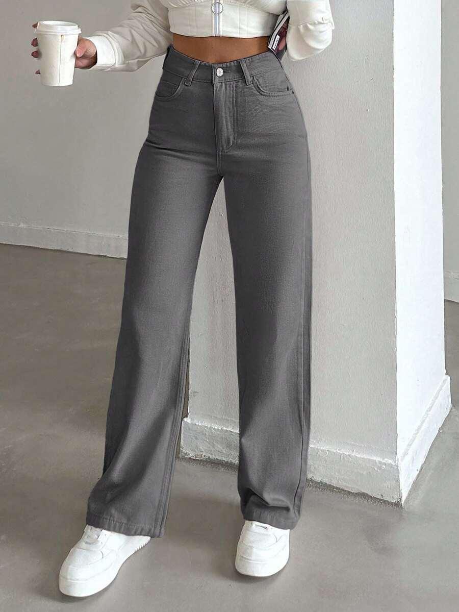 EURMUSE SZARE PROSTE SPODNIE JEANS S06__L