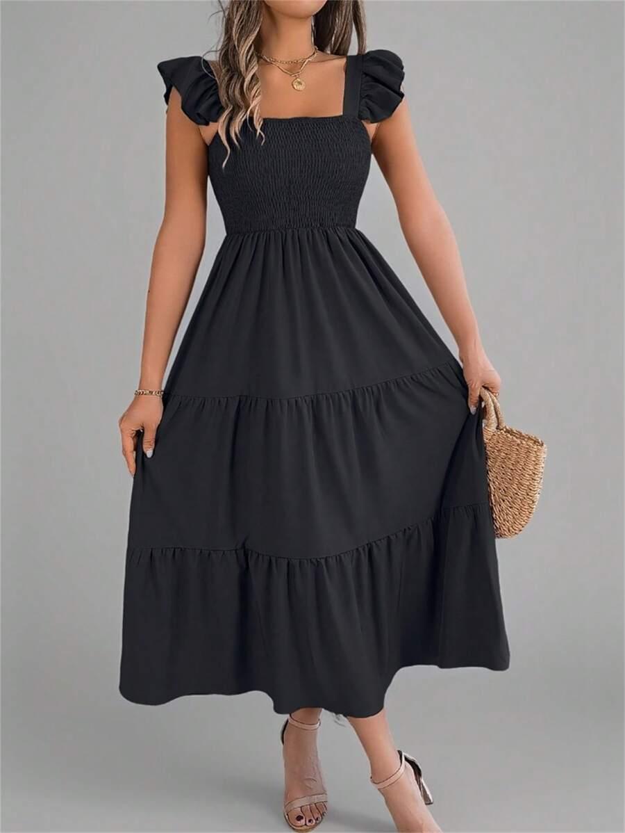 SHEIN CZARNA MAXI SUKIENKA PK01__S