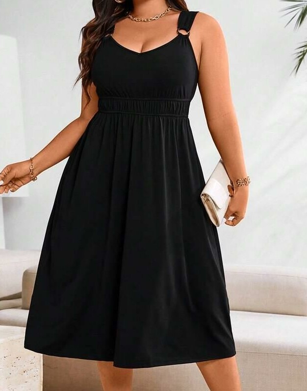 SHEIN CZARNA MIDI SUKIENKA NA RAMIĄCZKACH S06__XXL