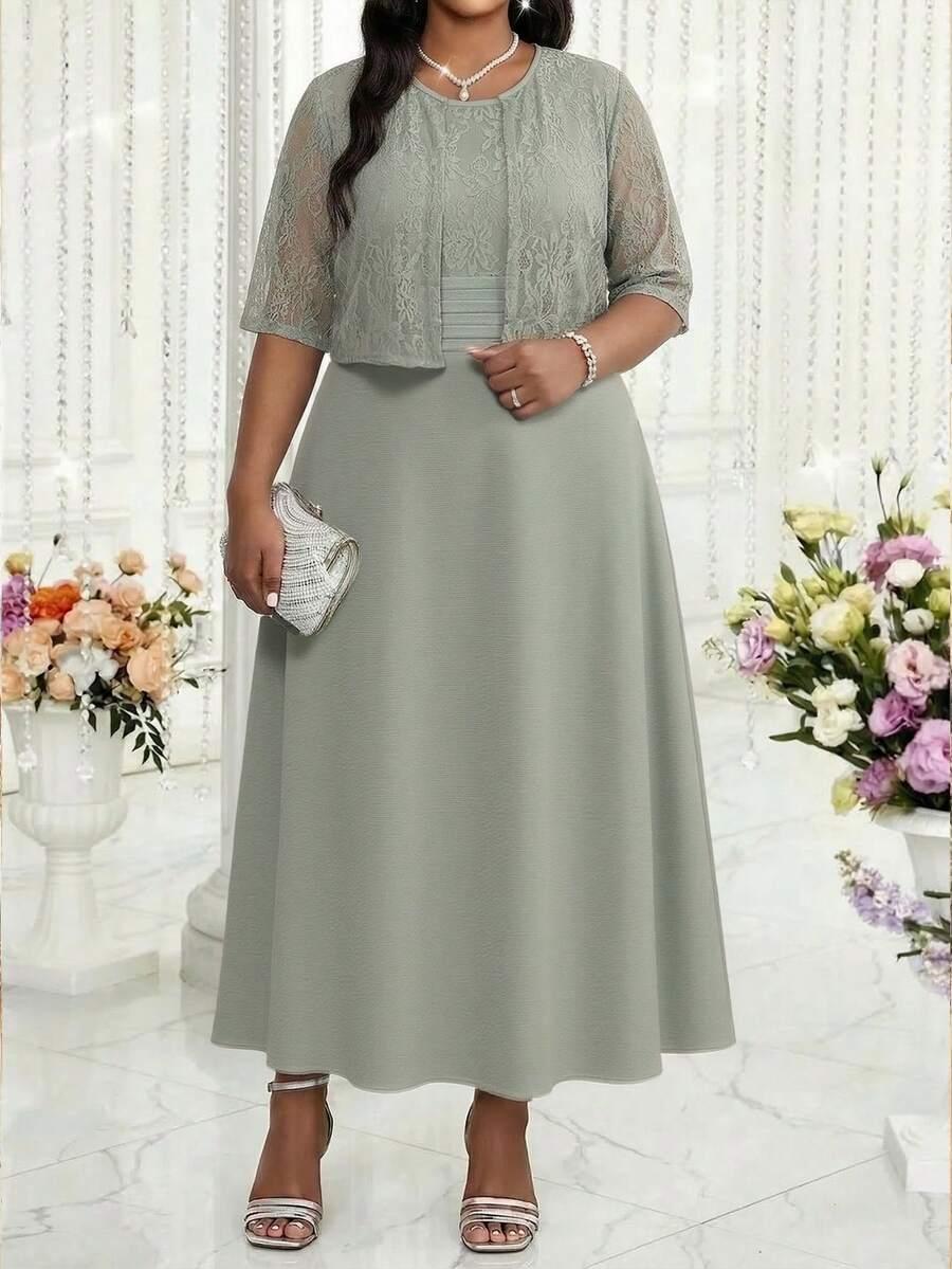 SHEIN ZIELONA SUKIENKA KORONKA S06__48
