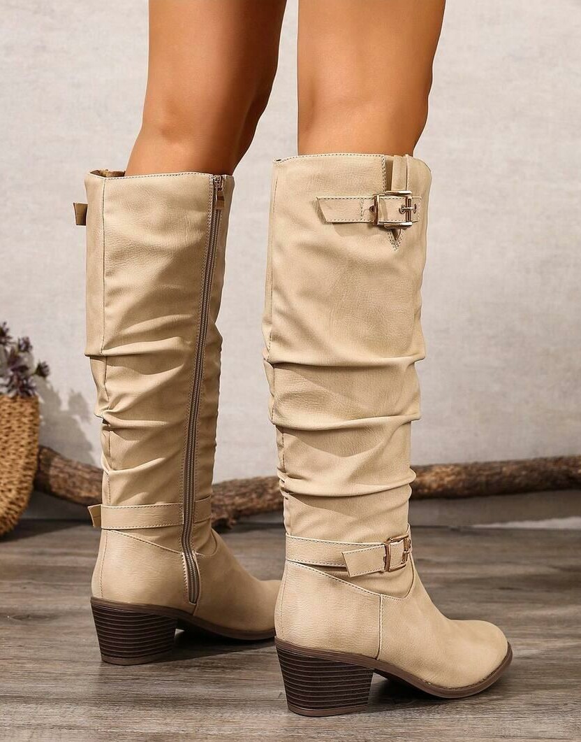 SHEIN BEŻOWE KOZAKI ZAMEK W01__39