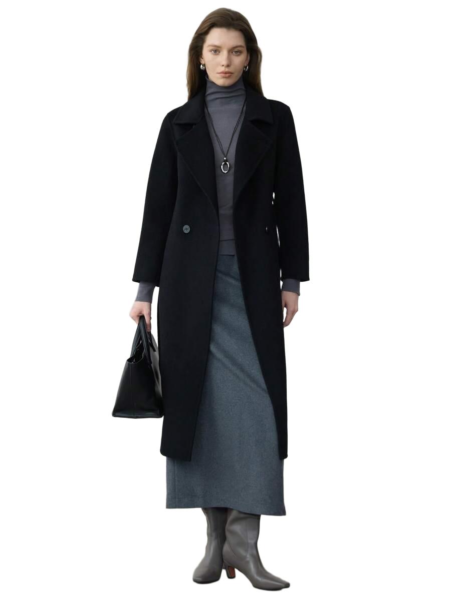 SHEIN WEŁNIANY PŁASZCZ DWURZĘDOWY WIĄZANIE W01__XXL