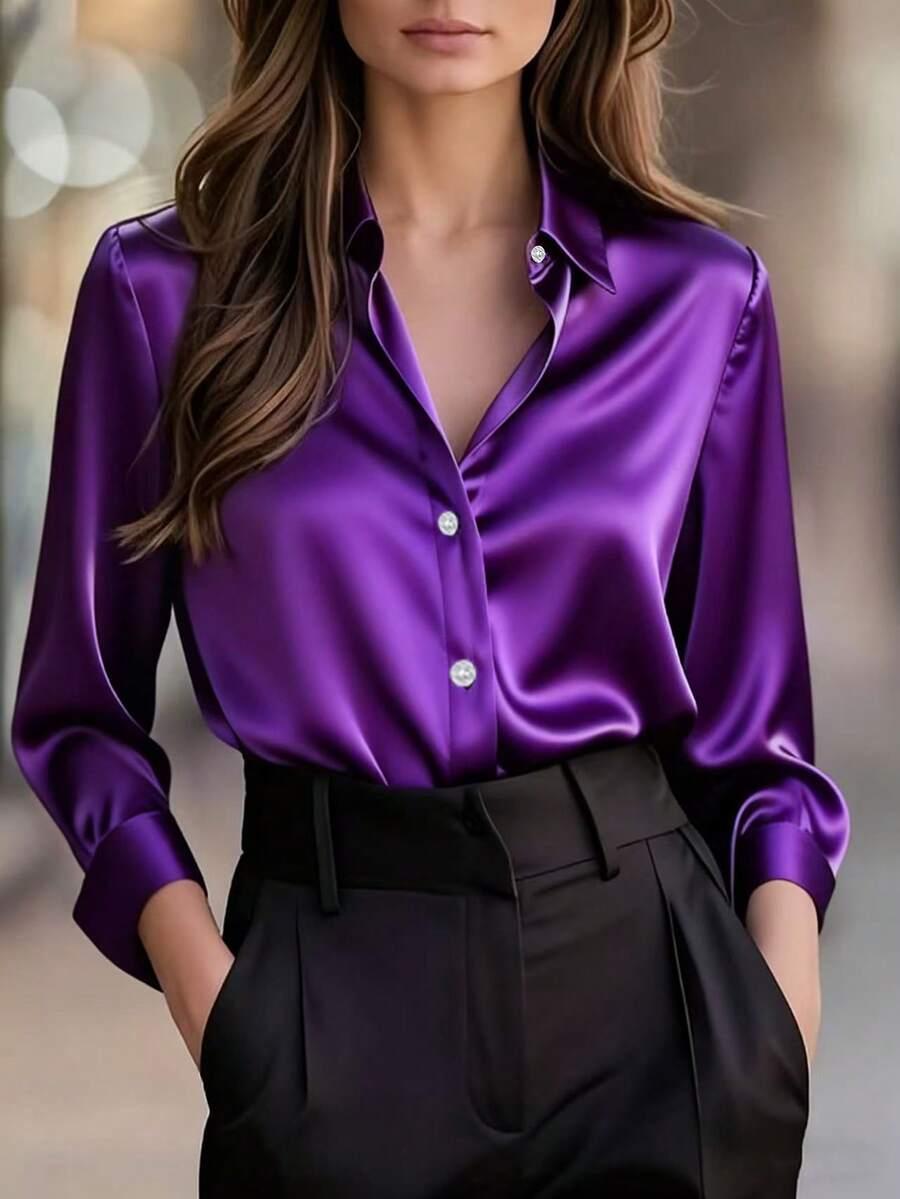 SHEIN SATYNOWA FIOLETOWA KOSZULA S06__48