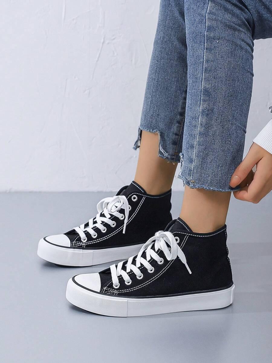 SHEIN CZARNE TRAMPKI WIĄZANIE S06__38