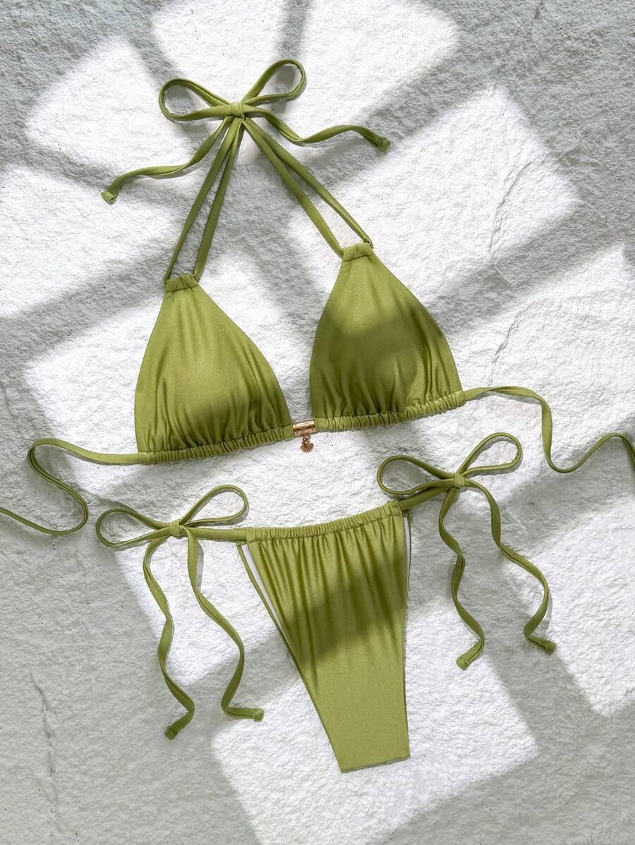 SHEIN ZIELONY STRÓJ KĄPIELOWY S09__L