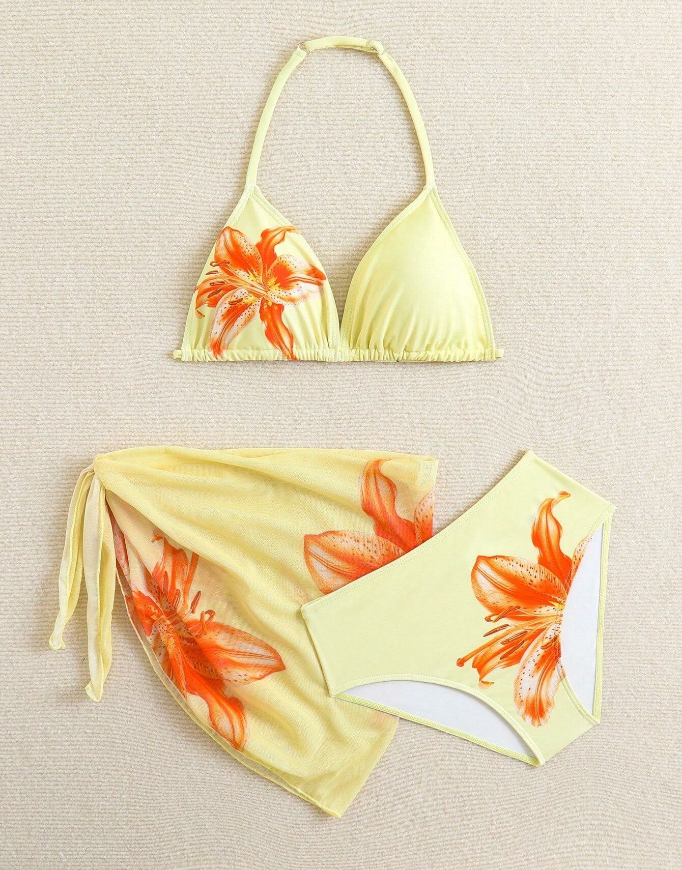 SHEIN 3-CZĘŚCIOWY STRÓJ KĄPIELOWY S09__146/152