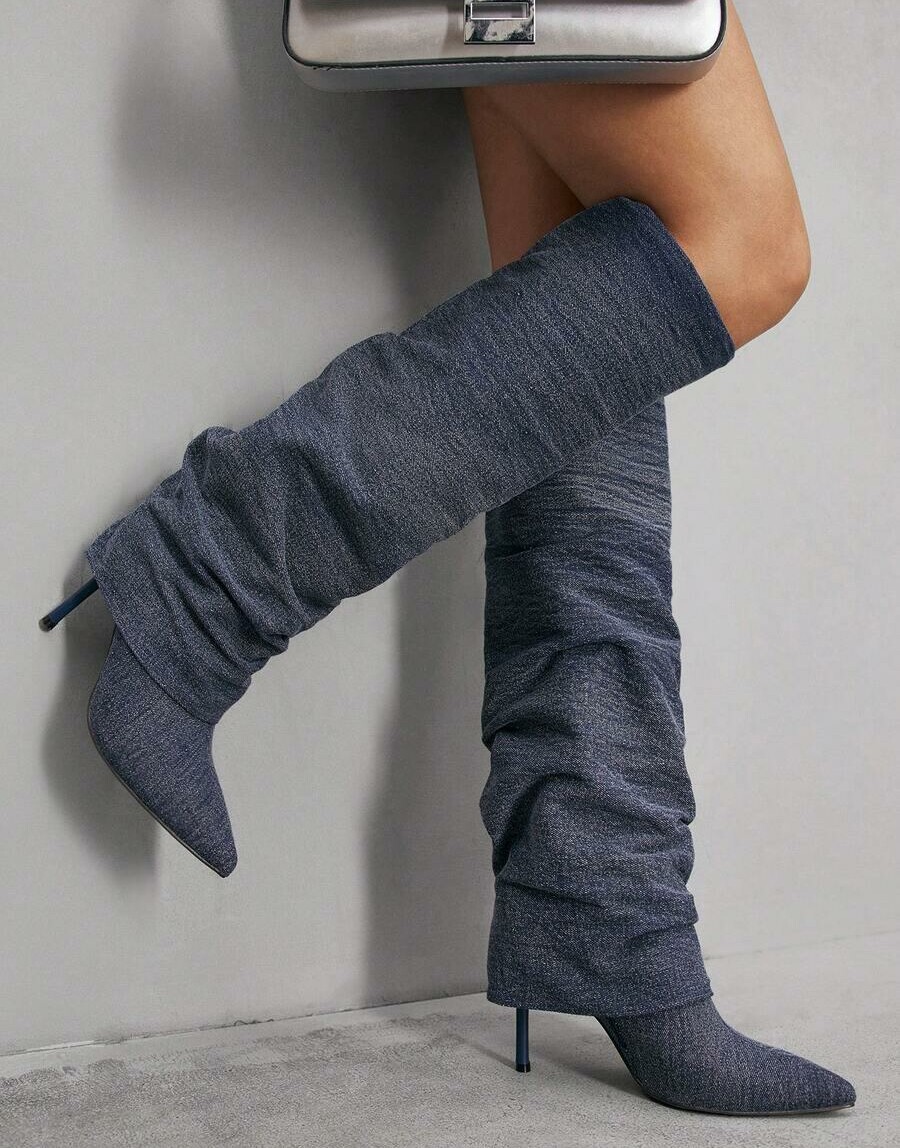 CUCCOO KOZAKI IMITACJA JEANS NA SZPILCE SZPIC W01__37