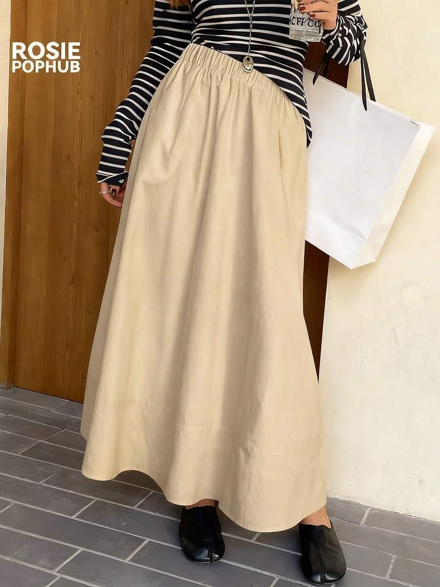 SHEIN BEŻOWA MAXI SPÓDNICA S06__L