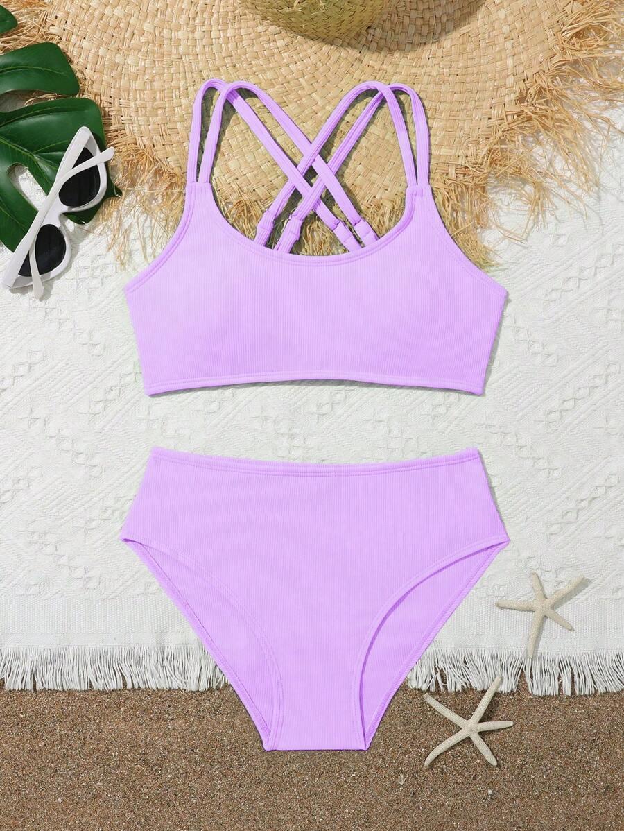 SHEIN DWUCZĘŚCIOWY STRÓJ KĄPIELOWY PRĄŻKI S09__134/140