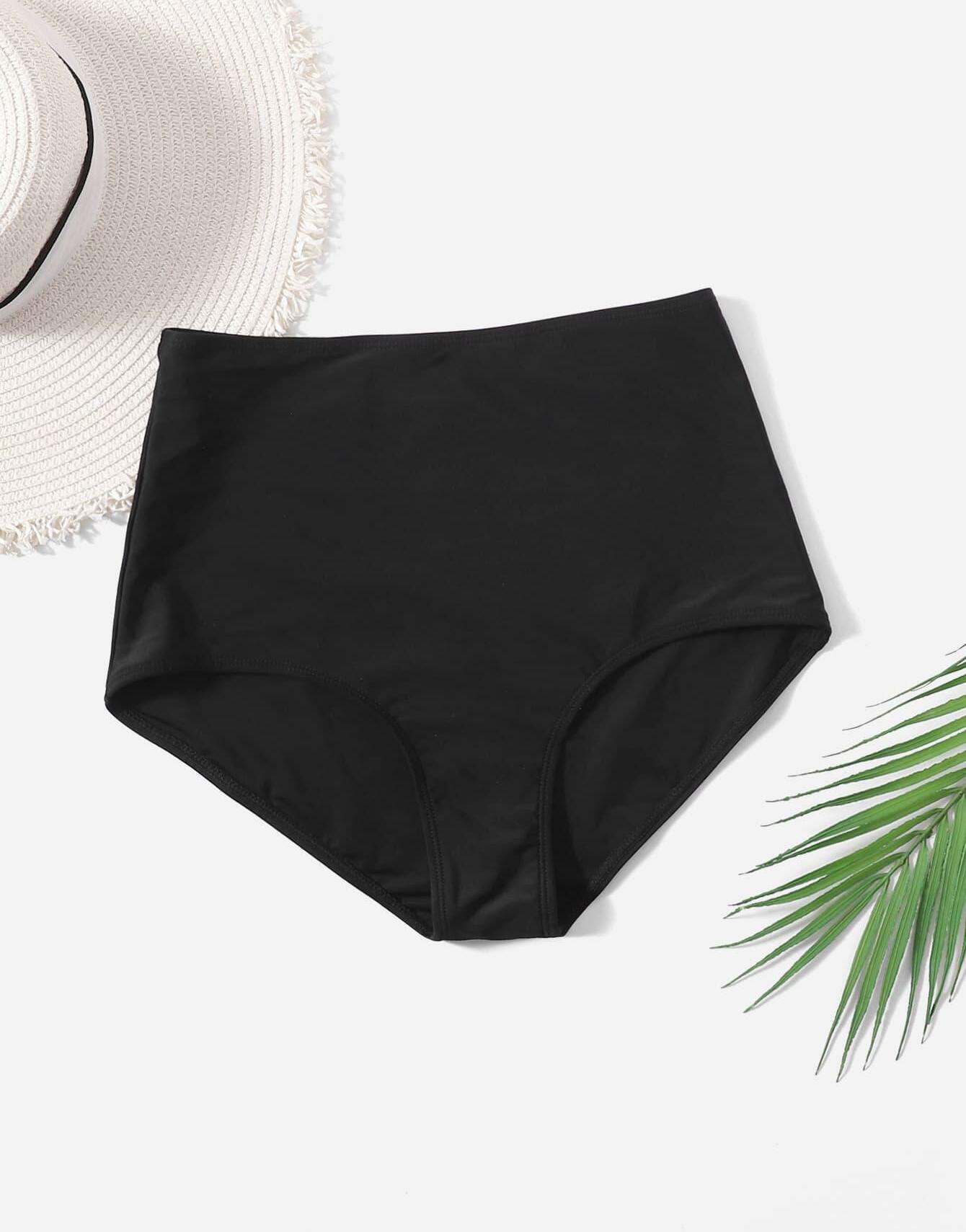 SHEIN CZARNY DÓŁ OD BIKINI WYSOKI STAN S09__46