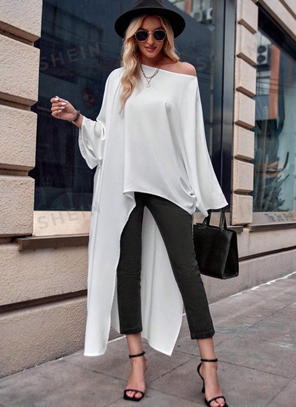 SHEIN BIAŁA DŁUGA BLUZKA DŁUGI RĘKAW S06__M