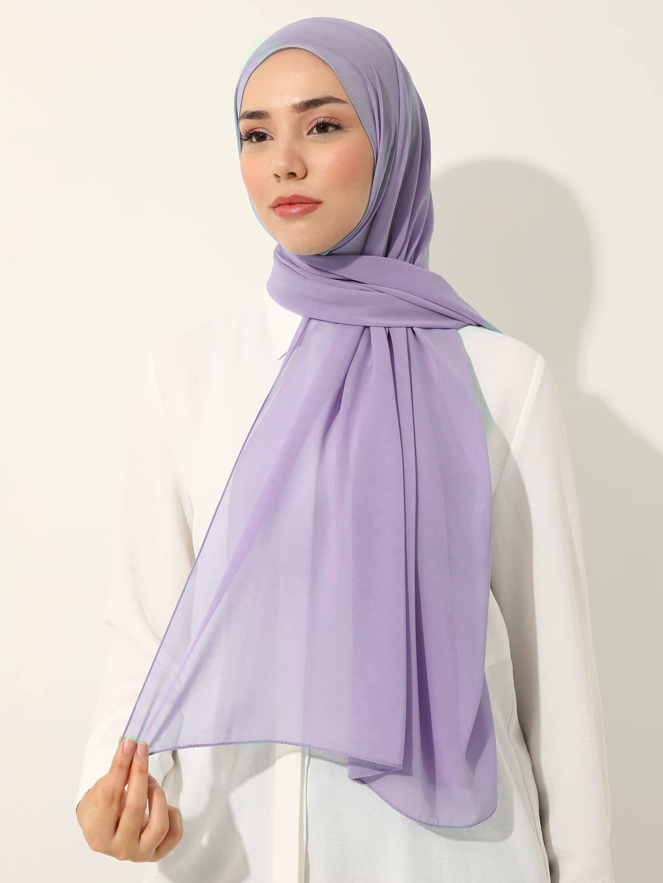 SHEIN FIOLETOWY GŁADKI SZAL S07__75X180CM