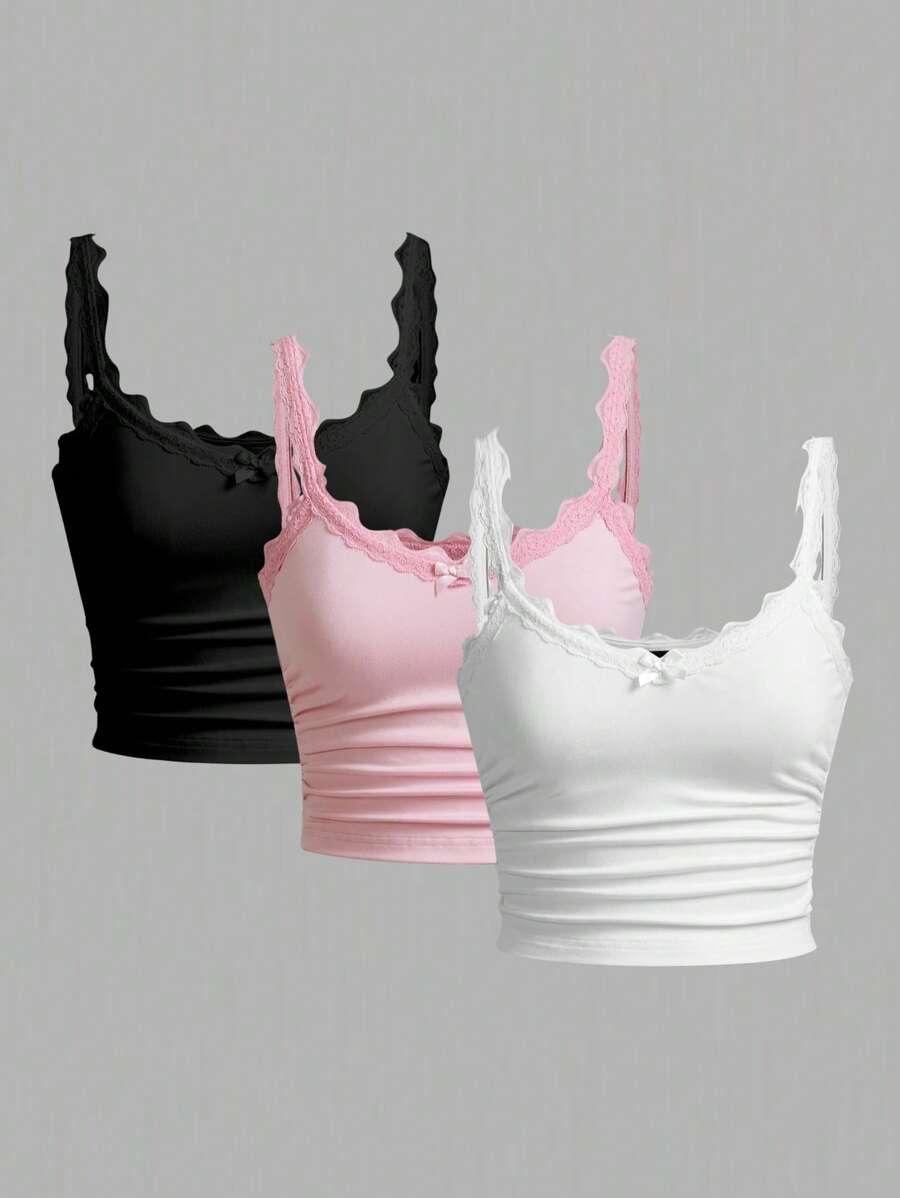 SHEIN TOP NA RAMIĄCZKACH 3-PACK S06__L