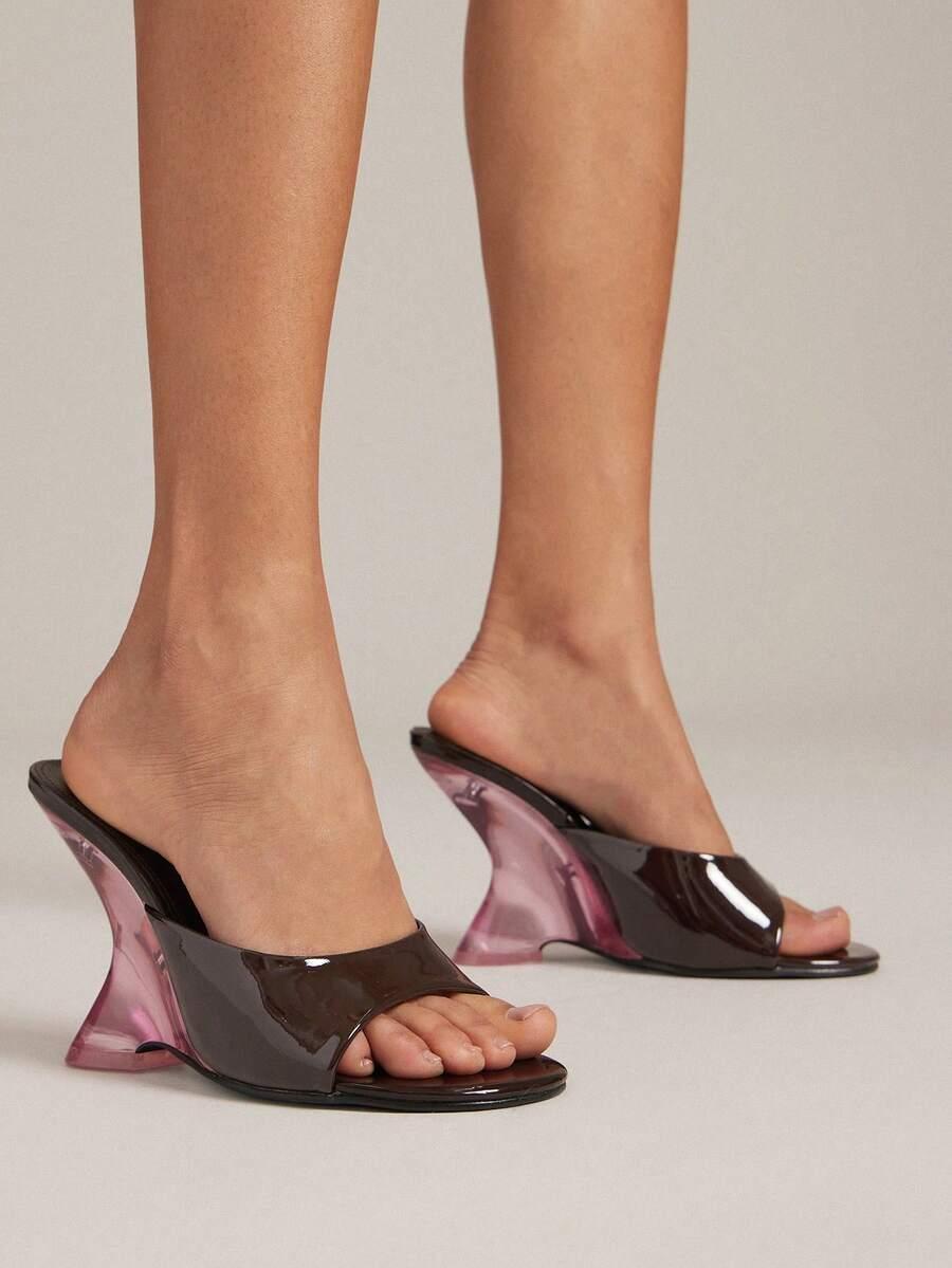 SHEIN BRĄZOWE KLAPKI NA OBCASIE S06__39,5
