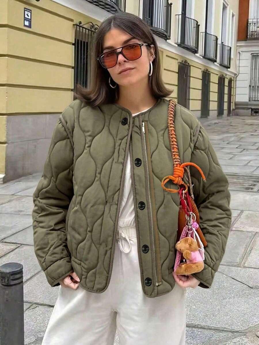 SHEIN ZIELONA PIKOWANA KURTKA W01__S