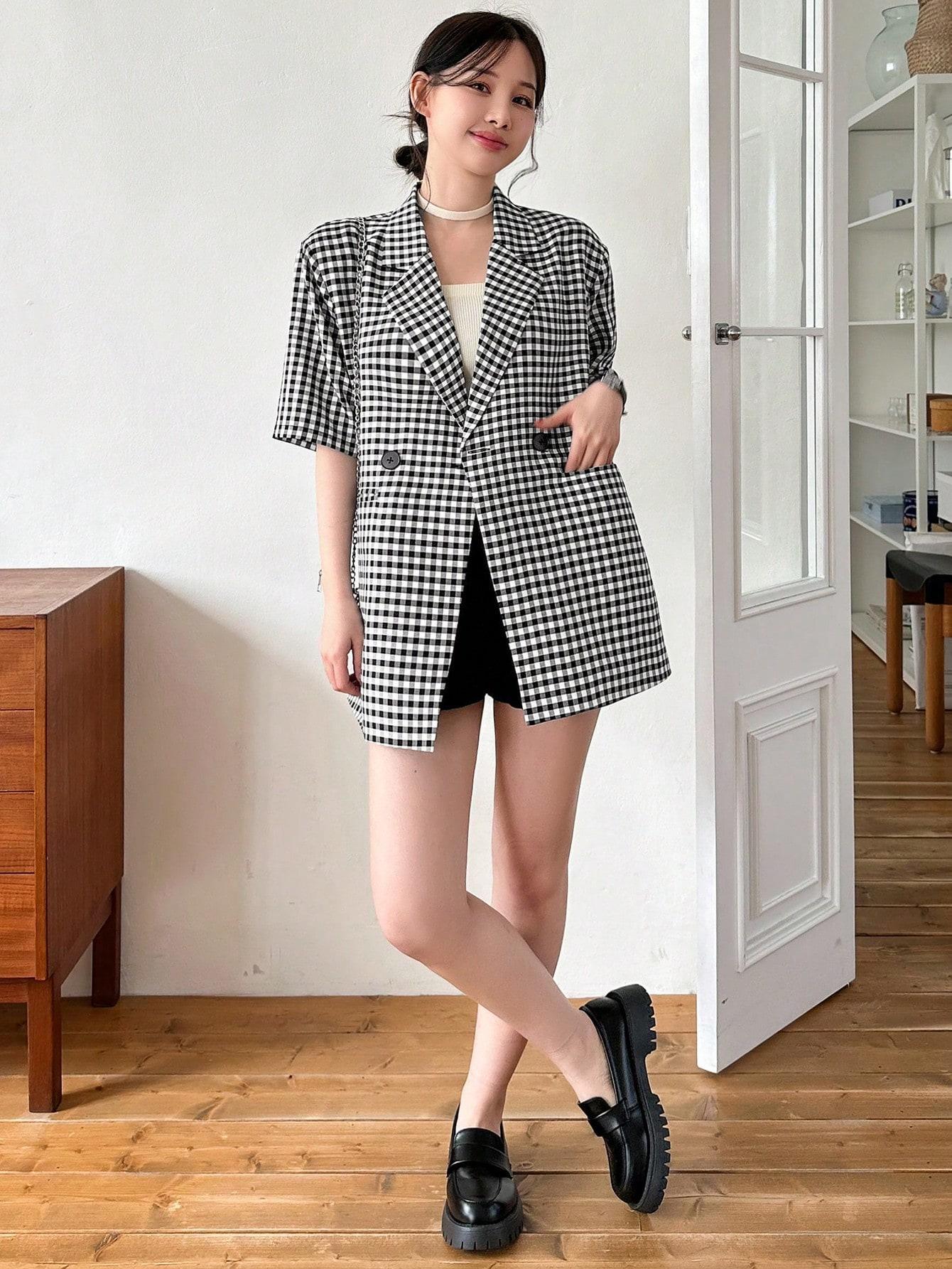 SHEIN MARYNARKA Z KRÓTKIM RĘKAWEM S06__L
