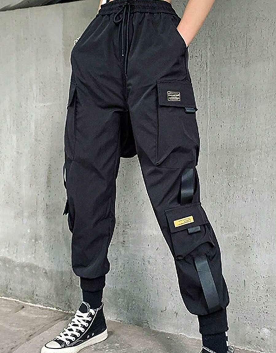 SHEIN CZARNE SPODNIE KIESZENIE S06__XL