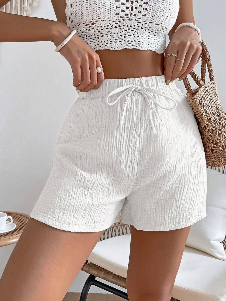 SHEIN BIAŁE BAWEŁNIANE SPODENKI S06__XXS