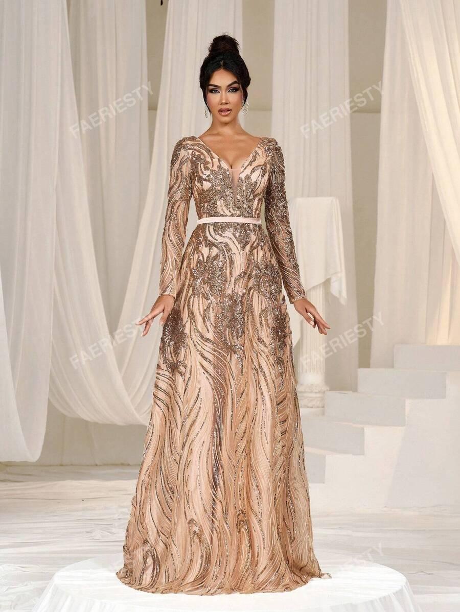 SHEIN ZDOBIONA MAXI SUKIENKA S06__L