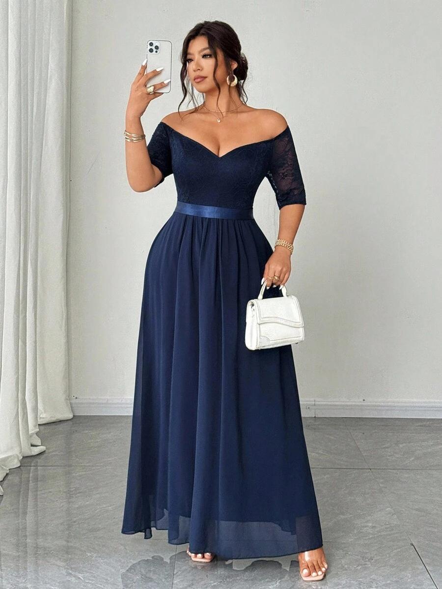 SHEIN GRANATOWA MAXI SUKIENKA S06__50