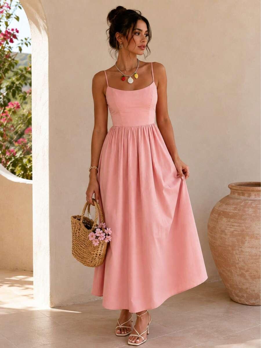 SHEIN RÓŻOWA MIDI SUKIENKA S06__M