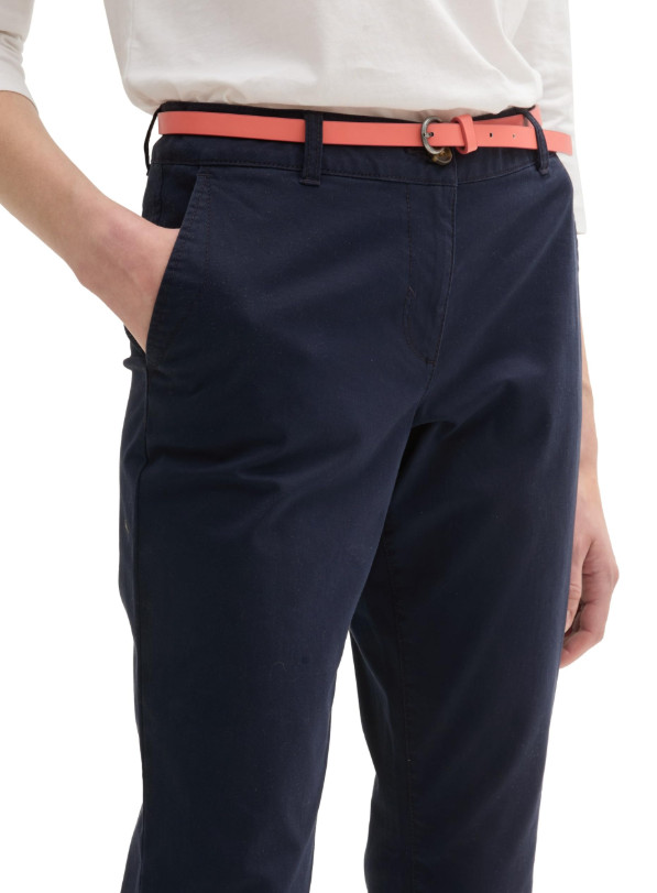 TOM TAILOR GRANATOWE SPODNIE CHINOSY Z PASKIEM PK01__W34/L32