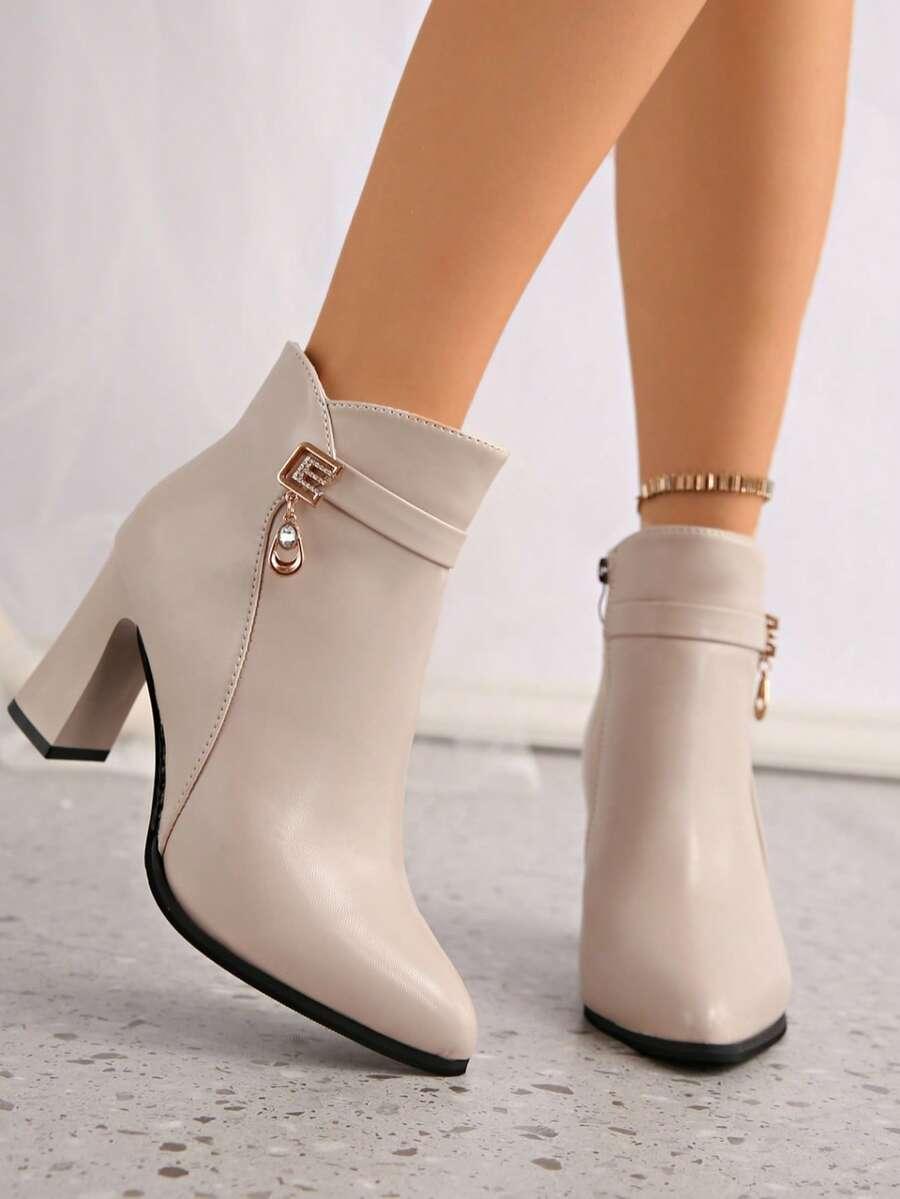 SHEIN BEŻOWE BOTKI IMITACJA SKÓRY W01__39