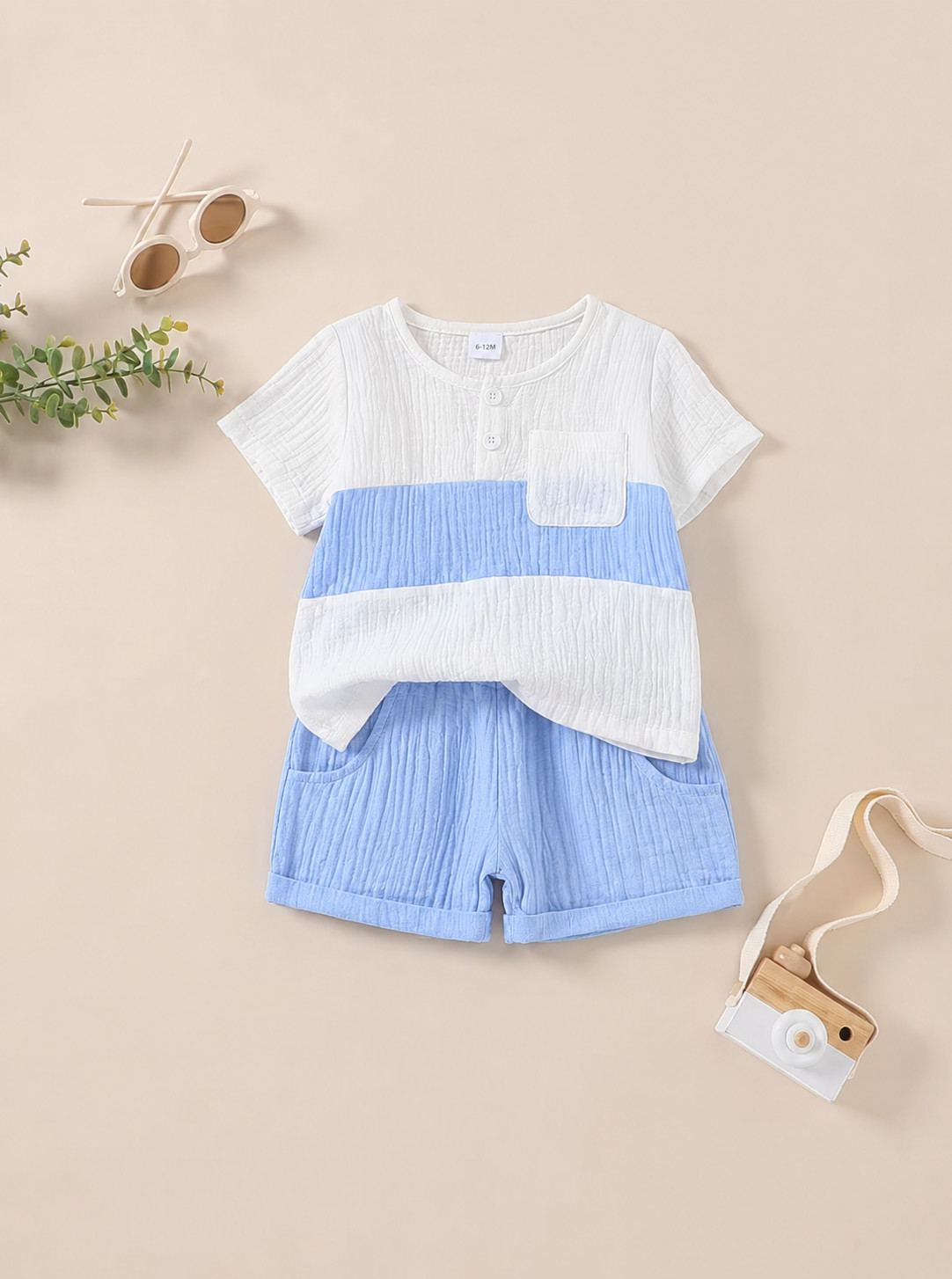 SHEIN MUŚLINOWY KOMPLET SPODENKI BLUZKA PK01__80/86