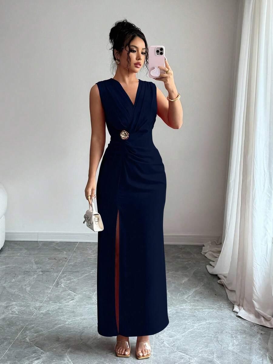 SHEIN GRANATOWA MAXI SUKIENKA S06__L