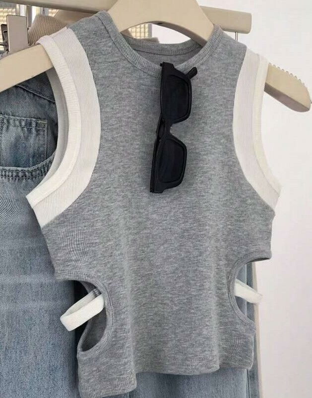SHEIN TOP KLASYCZNY KONTRAST S06__S