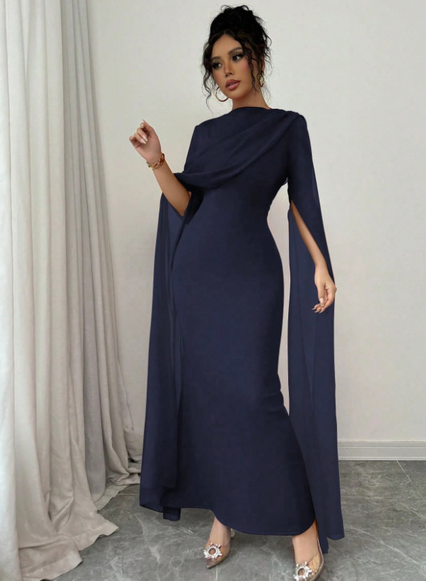 SHEIN GRANATOWA MAXI SUKIENKA S06__L