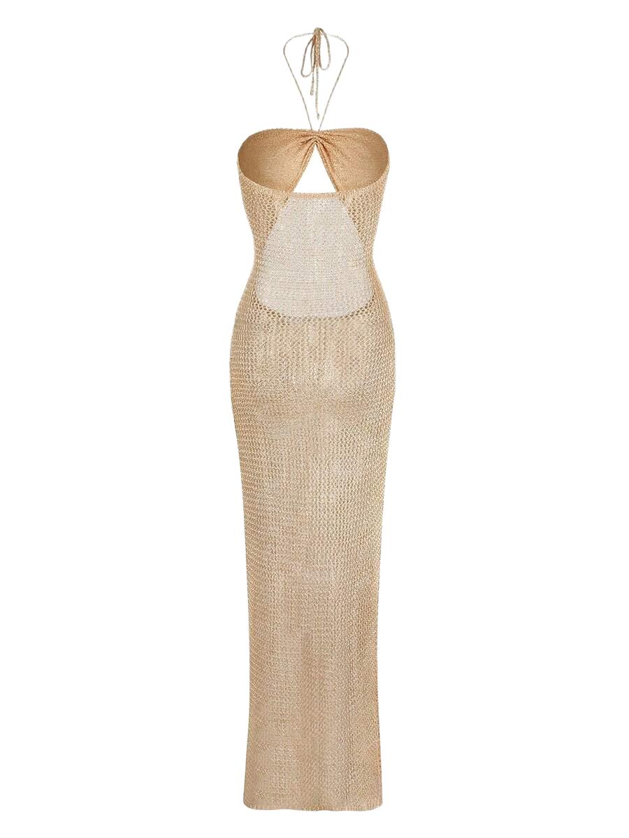 SHEIN BEŻOWA MAXI SUKIENKA S06__S