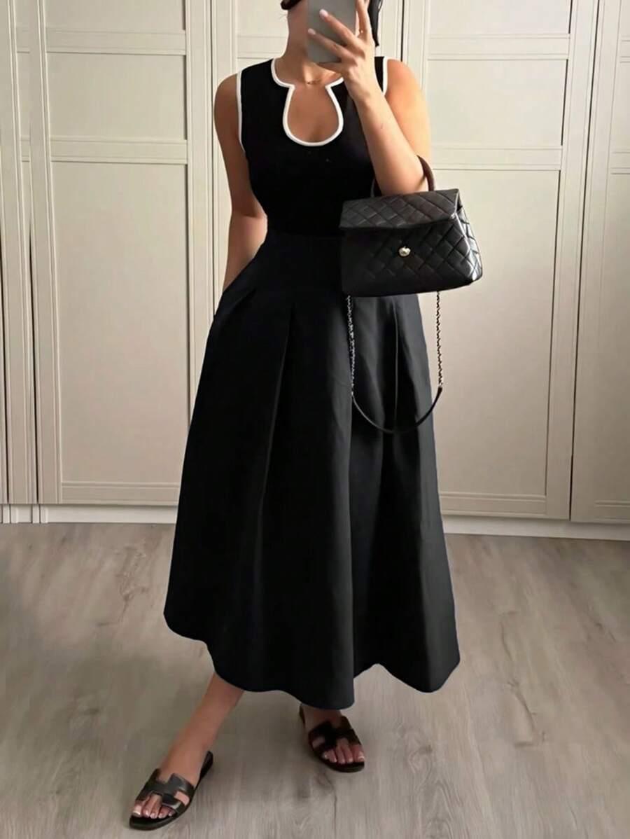 SHEIN CZARNA SUKIENKA KONTRAST S06__S