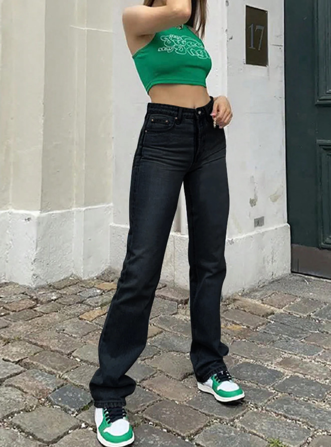 NVFELIX CZARNE PROSTE SPODNIE JEANS ZAMEK KIESZENIE PK01__XXL