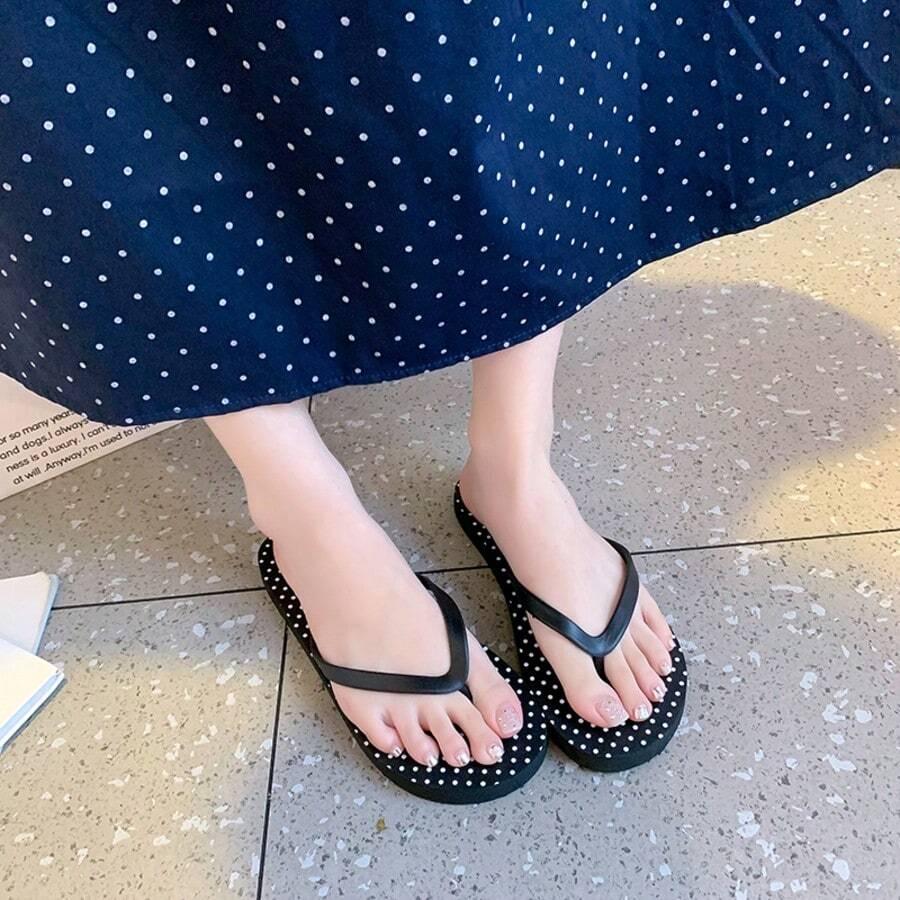 SHEIN CZARNE JAPONKI WZÓR GROSZKI S06__39-40