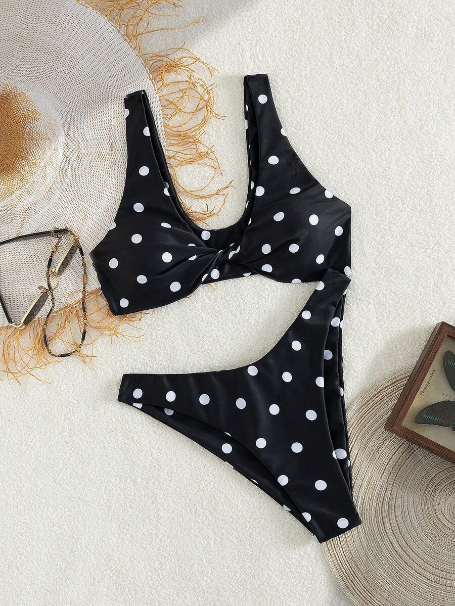 SHEIN DWUCZĘŚCIOWY STRÓJ KĄPIELOWY GROSZKI S09__M