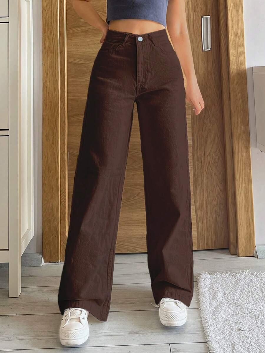 SHEIN BRĄZOWE SPODNIE JEANS