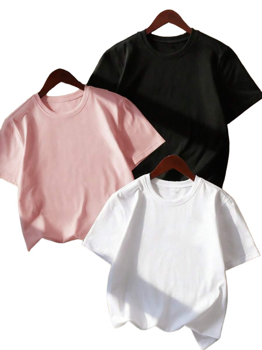 SHEIN T-SHIRT OKRĄGŁY DEKOLT 3-PACK S06__S