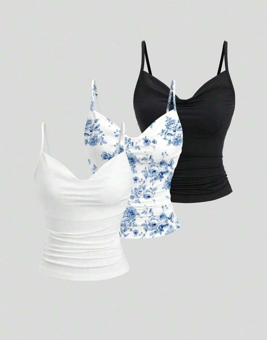 SHEIN TOP NA RAMIĄCZKACH 3-PACK S06__M