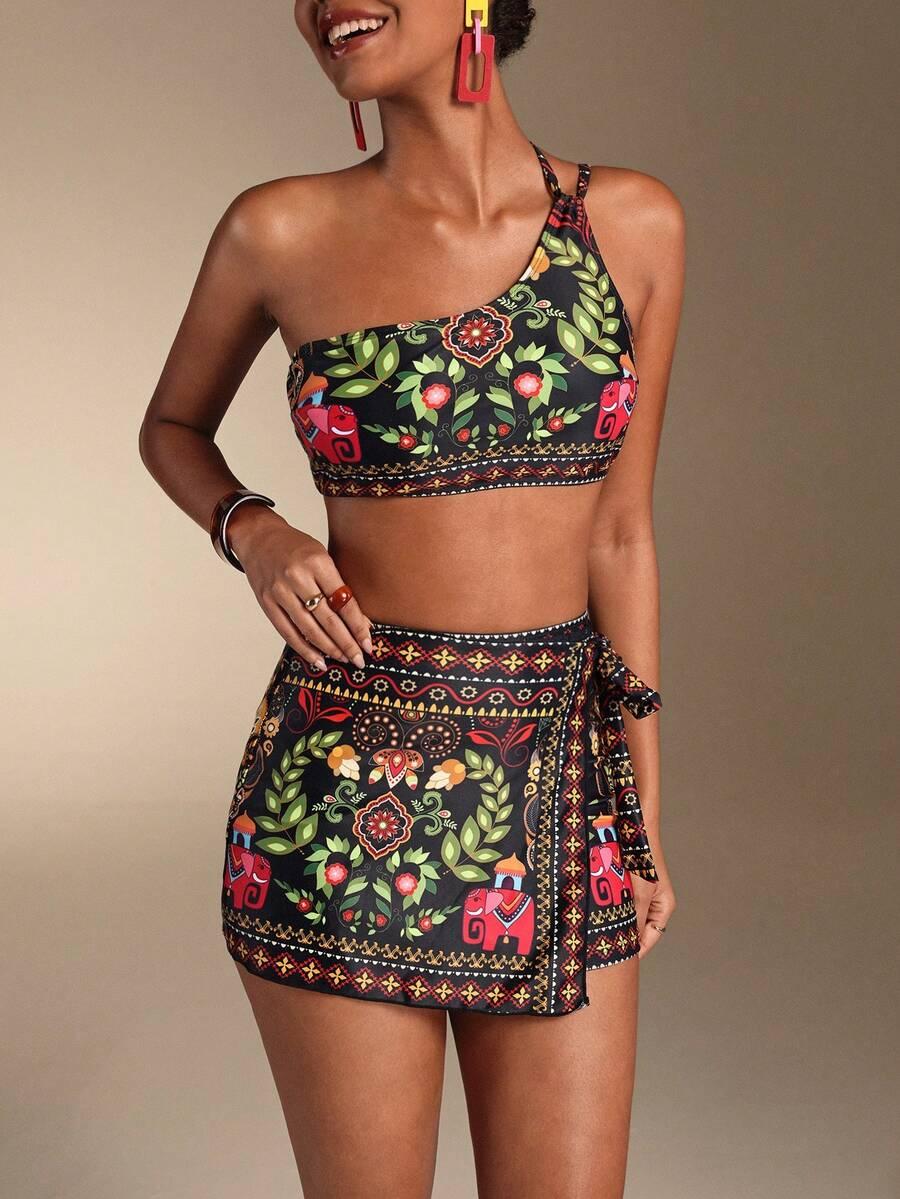 SHEIN DWUCZĘŚCIOWY STRÓJ KĄPIELOWY SPÓDNICA S09__L